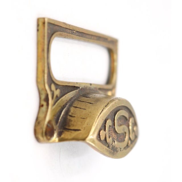 Victorian Antique c.s.c Brass Bin Drawer Pull With Label Slot For Sale - Image 3 of 4