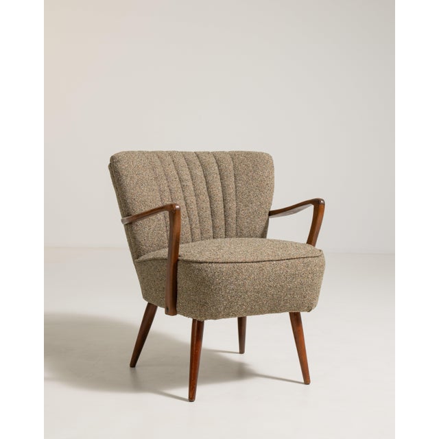 Gray Mid-Century Modern Shellback Upholstered Armchair, Antique, Denmark, Circa 1940 For Sale - Image 8 of 13