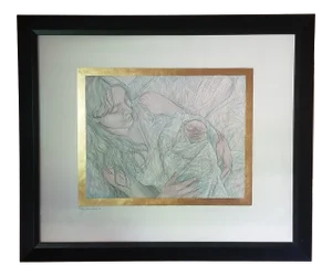 2008 "Motherhood" Figurative Line Lithograph by Gullaume Azoulay, Framed