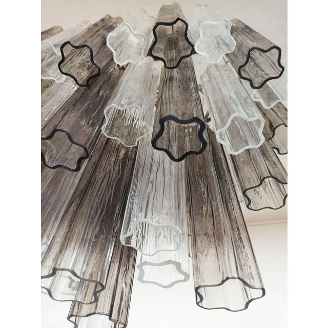 Murano Tube Chandelier with 62 Transparent and Smoked Glass, 1982 For Sale - Image 9 of 18