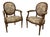 Louis XVI Style Cabriolet Armchairs with Medallion Backs, Set of 2 For Sale