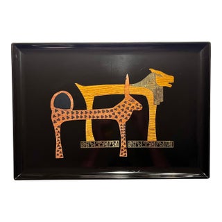 Rare! Vintage Couroc Monterey California Inlaid Serving Tray – Egyptian Motif For Sale