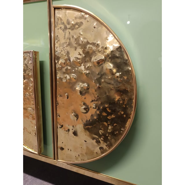Italian Brass and Green Murano Glass Sideboard from Justfurnituress SRL For Sale - Image 12 of 16