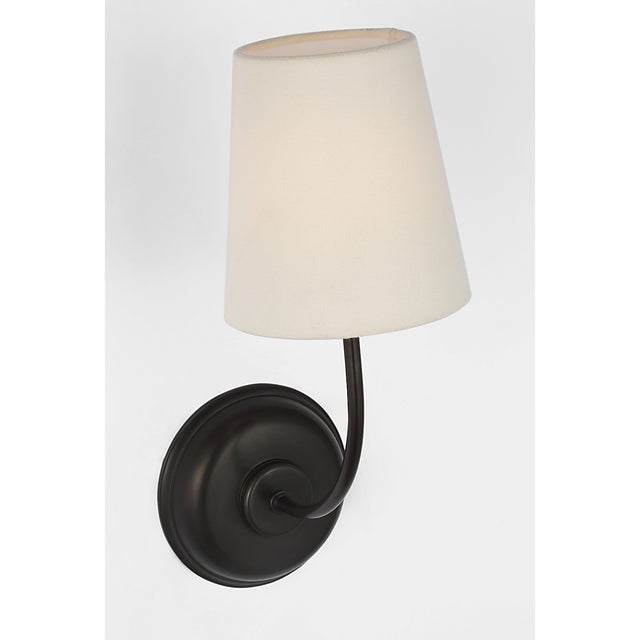 Thomas O'Brien for Visual Comfort Signature Vendome 16" Cordless Single Sconce in Bronze with Linen Shade For Sale - Image 9 of 12