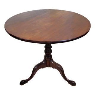 19th C American Mahogany Chippendale Round Tripod Tilt-Top Tea Table For Sale