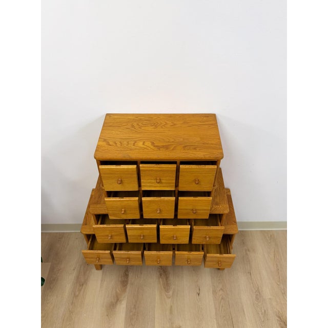 Handmade Vintage Tiered Apothecary Cabinet Fifteen Drawers Antique Style For Sale - Image 15 of 15