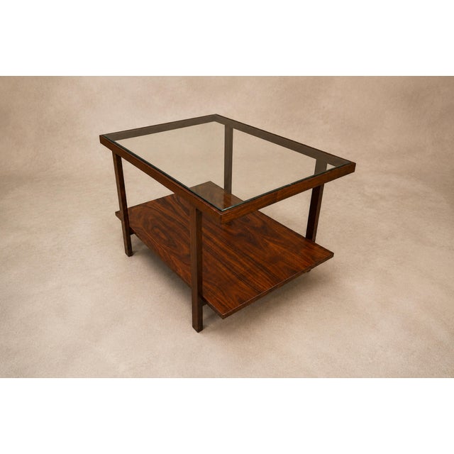 Brazilian Modern Rectangular Side Table in Rosewood & Glass, Branco E Preto, 1950s For Sale - Image 12 of 17