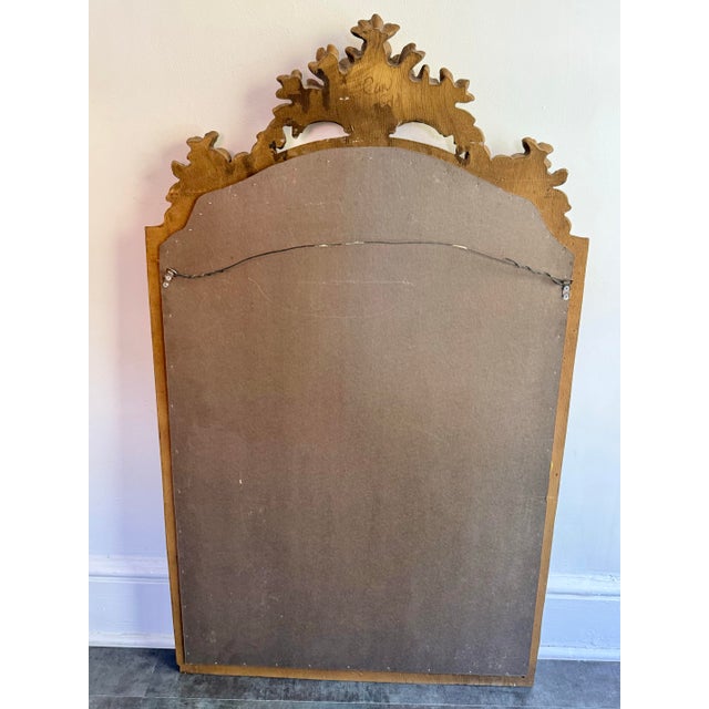 Metal Gold Giltwood Style Beveled Glass Mirror With Pomegranate Fruit Basket Top For Sale - Image 7 of 9