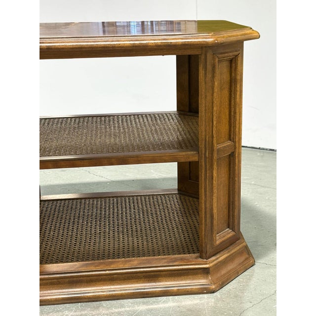 Late 20th Century Ethan Allen Caned Manor Side Table For Sale - Image 12 of 12