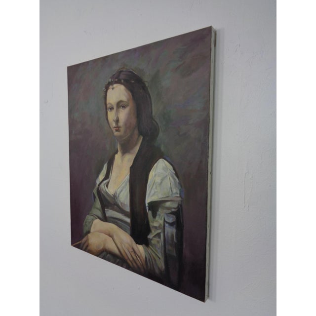 Fred Neumann After Jean Baptiste Camille Corot, The Woman with the Pearl, 1980s, Oil on Canvas For Sale - Image 6 of 18