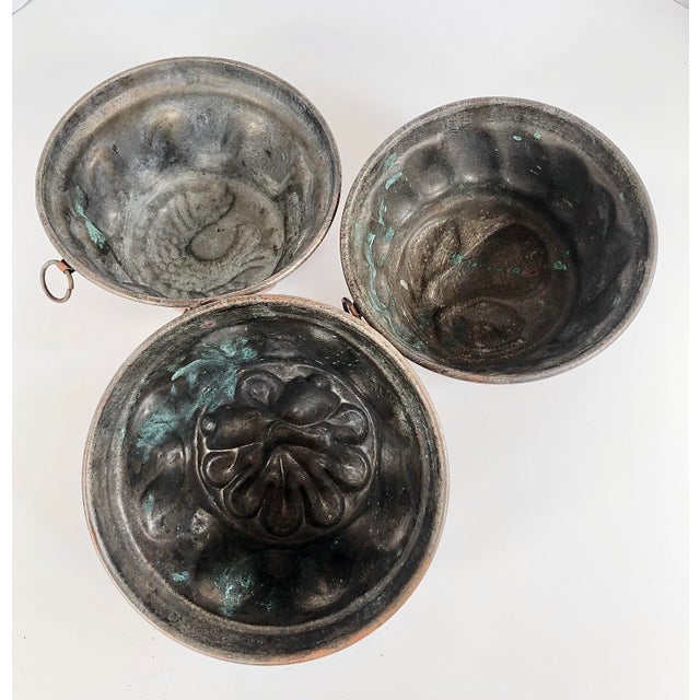 Metal Vintage Copper and Tin Bakers Cake Jelly Molds - Set of 3 For Sale - Image 7 of 9