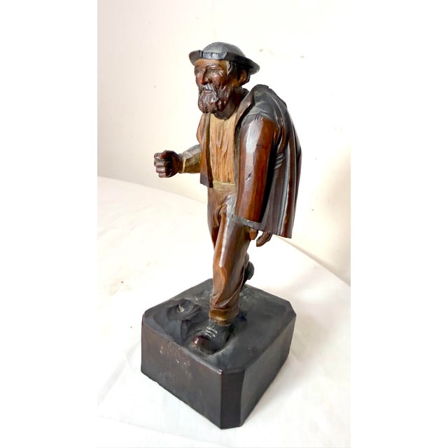 19th Century Finely Carved Antique 19th Century German Man Hobo Bum Wood Sculpture Statue For Sale - Image 5 of 12