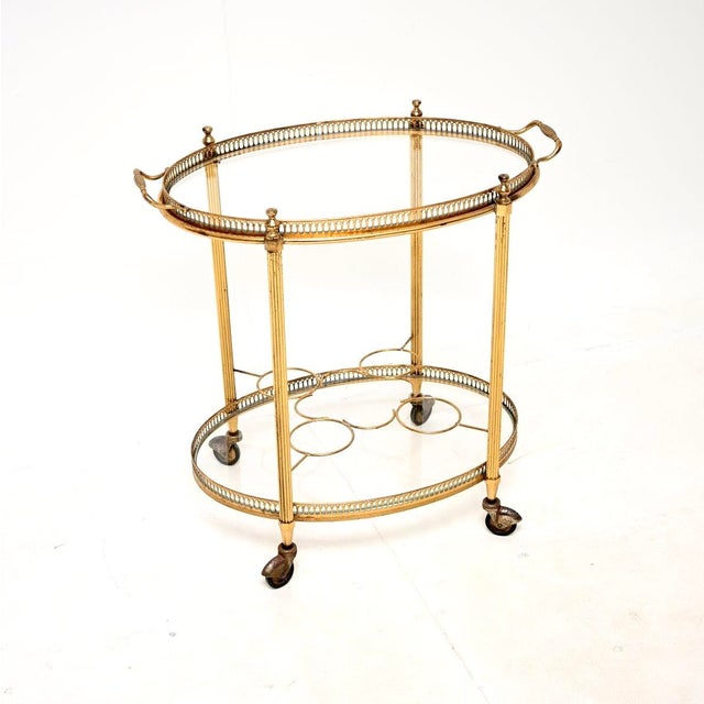 Vintage French Brass Drinks Trolley, 1960s For Sale - Image 11 of 11