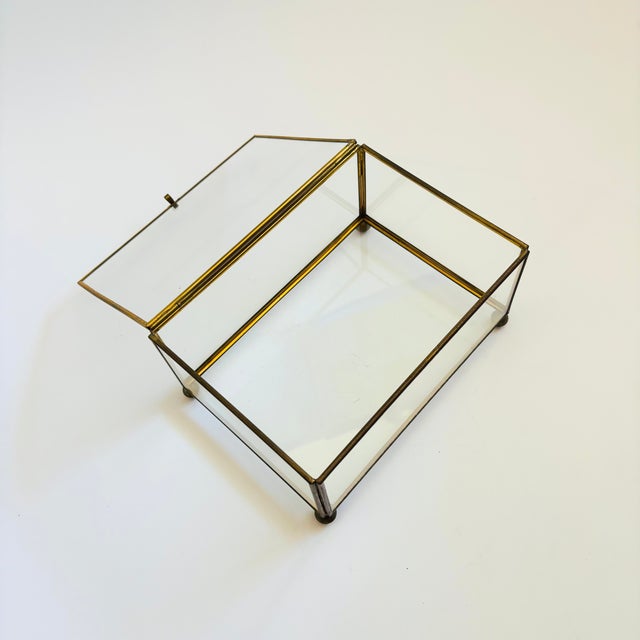 Vintage Glass and Brass Box For Sale - Image 4 of 9