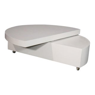 Karl Springer Style Canvase Wrapped Articulating Coffee Table For Sale