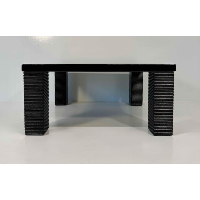 Coffee Table in Ash Burl, Wood Inlay and Black Lacquer, 1980s For Sale - Image 11 of 15