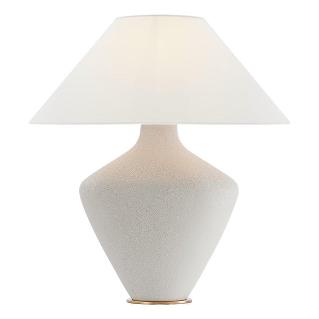 Kelly Wearstler by Visual Comfort Signature Rohs Extra Large Table Lamp in Porous White with Linen Shade For Sale