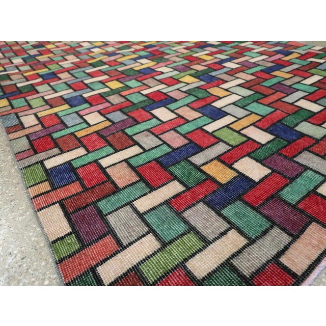 Galerie Shabab Collection Colorful and Modern Mid-20th Century Handmade Turkish Anatolian Accent Rug For Sale - Image 9 of 10