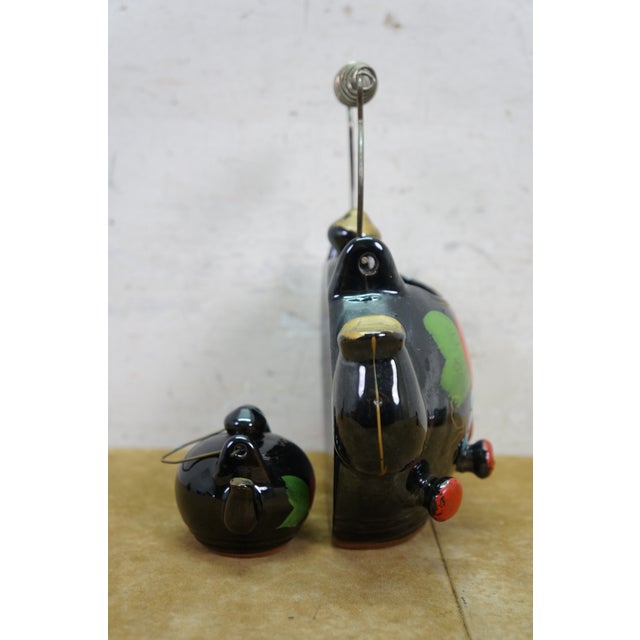 Mid 20th Century Japanese Redware Kitchen Wall Pocket Spice Rack Tea Coffee Shakers Set 8" For Sale - Image 4 of 18