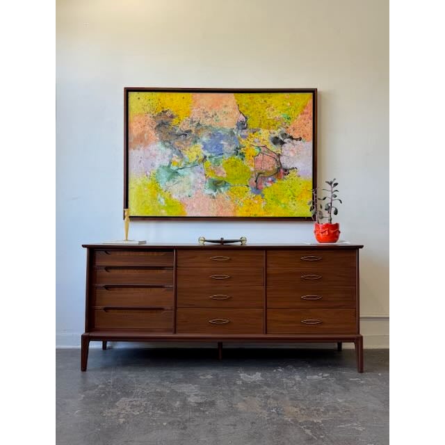 Mid-Century Modern 1960's 12 Drawer Walnut Dresser For Sale - Image 3 of 12