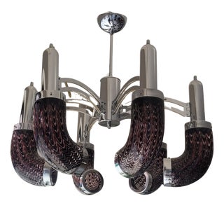 Art Deco Murano Glass Chandelier, Italy, 1980s For Sale