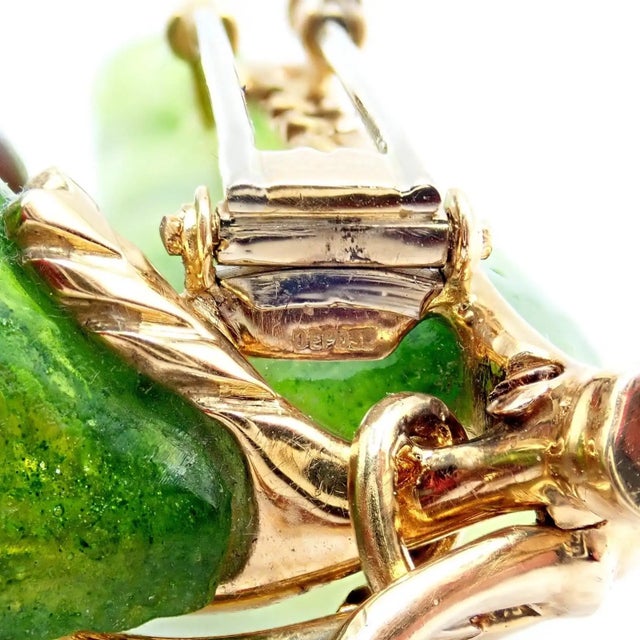 Vintage Tiffany & Co. France Diamond Plique a Jour Glass Cherries Gold Brooch For Sale In Philadelphia - Image 6 of 11