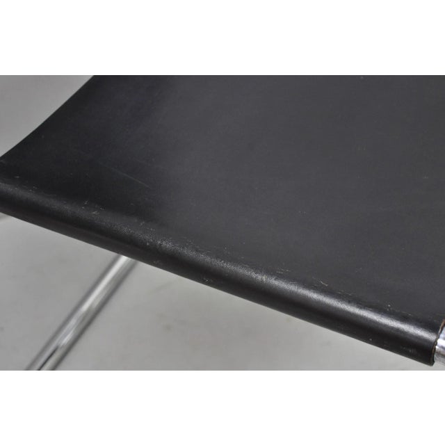 Vintage Marcel Breuer Black Leather Corset Back B33 Chrome Side Chair Attr Knoll For Sale - Image 9 of 15