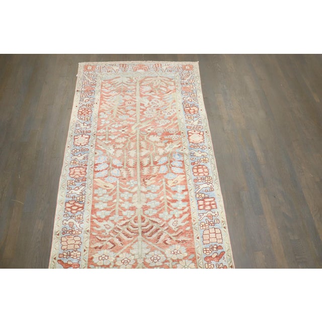 Textile Floral Antique Persian Heriz Runner rug no. j5320 For Sale - Image 7 of 8