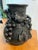 Antique Japanese Bronze Textured Black Metal Floral Vase Meiji Era For Sale - Image 11 of 12