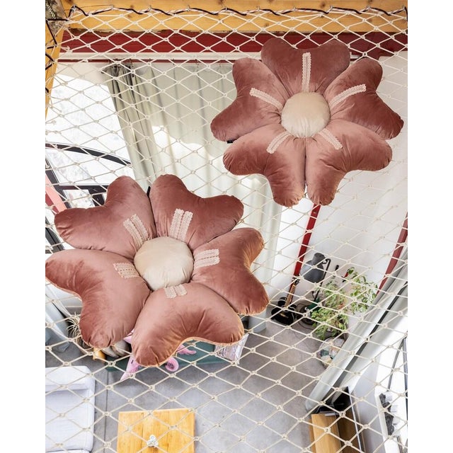 2020s Large Handmade Daisy Flower Pillow by Muse For Sale - Image 5 of 7