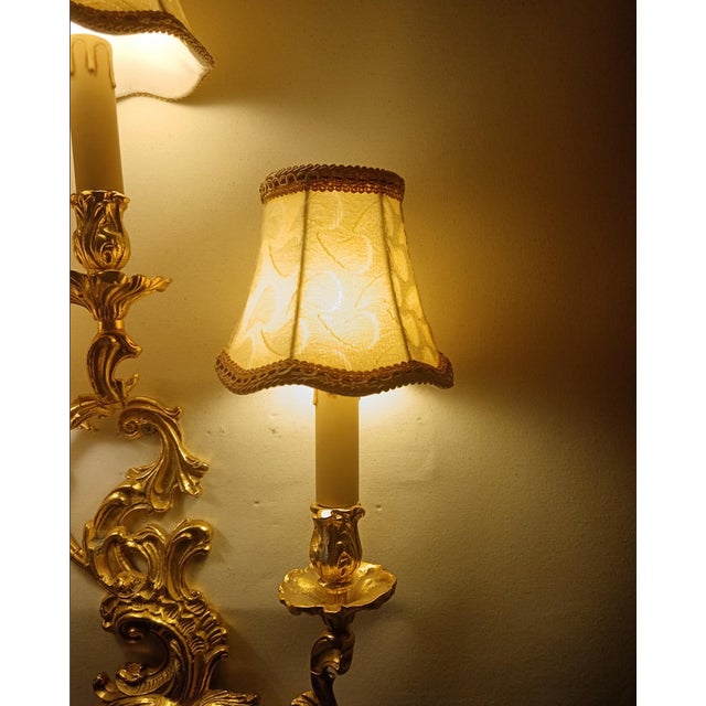 Rococo Large Vintage Wall Light in Brass from Zonca, 1990s For Sale - Image 3 of 11