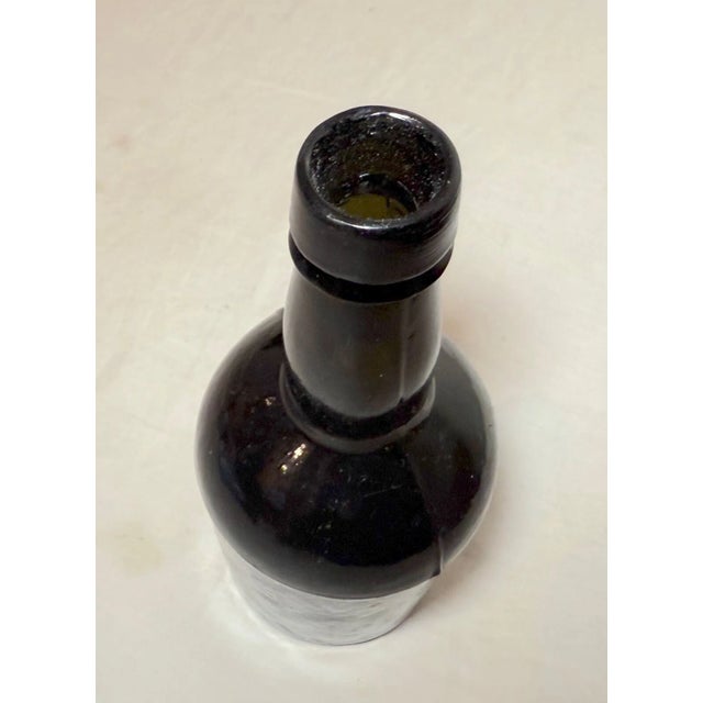 Glass Rare Antique 18th Century Handmade 4 Part Mold Blown Green Whiskey Glass Bottle For Sale - Image 7 of 9