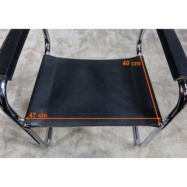 Chromed Metal Chair in Black Leather by Breuer, 1970 For Sale - Image 14 of 18