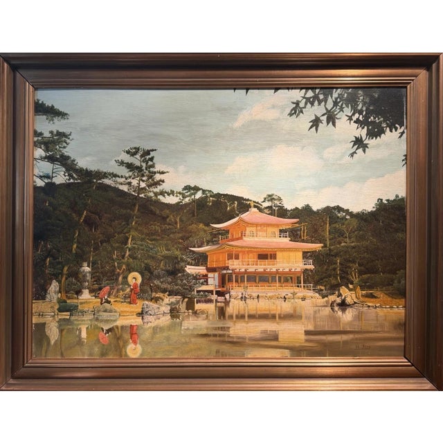Modern H. Jung, Kinkaku-ji (Golden Pavilion), Oil Painting on Canvas For Sale - Image 3 of 13