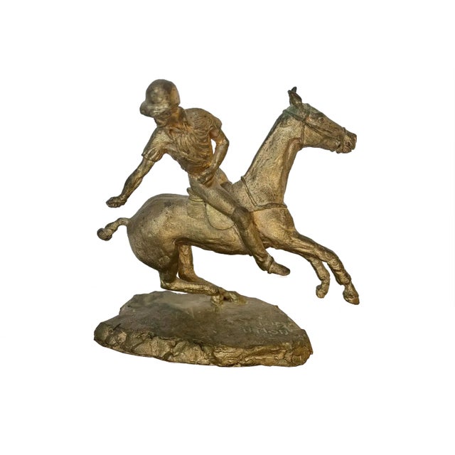 Mid 20th Century Vintage Equestrian Cast Bronze Polo Horse Sculpture For Sale - Image 12 of 12