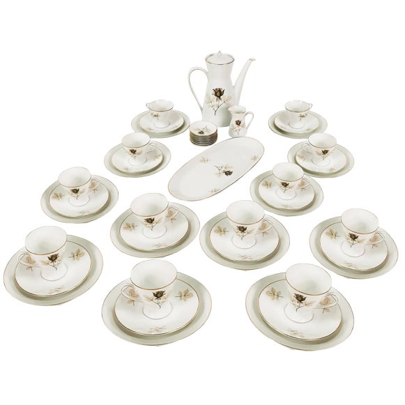 Art Deco Coffee and Dessert Set by Raymond Loewy from Rosenthal, 1950s, Set of 47 For Sale