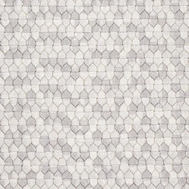 Sample - Schumacher Ivins Embroidery Fabric, Gray For Sale