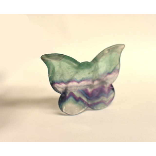 Pair Natural Fluorite Butterfly Dishes Gemstone Rock Crystal For Sale - Image 13 of 15