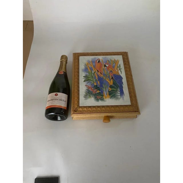 Ceramic Center Table or Trivet with a Wood Box, France, 1960s For Sale - Image 11 of 13