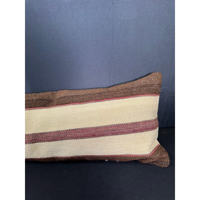 Turkish Hemp Pillow Cushion Natural Beige Brown Cushion Cover 12"x46" For Sale - Image 4 of 4