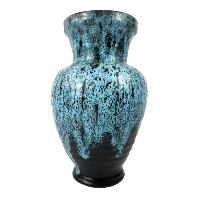 Accolay Turquoise Glaze Ceramic Vase – French Mid-Century For Sale