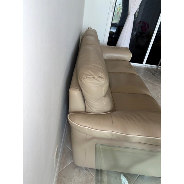 Natuzzi Editions Mocha Colored Leather Sofa For Sale - Image 11 of 11