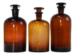 Large Danish Pharmacy Glass Bottles, 1900s, Set of 3