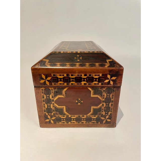 Wood 19th English Turnbridge Ware Rosewood Jewelry Box With Inlaid Mosaic For Sale - Image 7 of 12