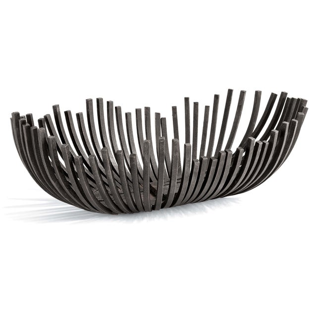 2020s Regina Andrew Webbed Bowl Oblong in Blackened Iron For Sale - Image 5 of 5
