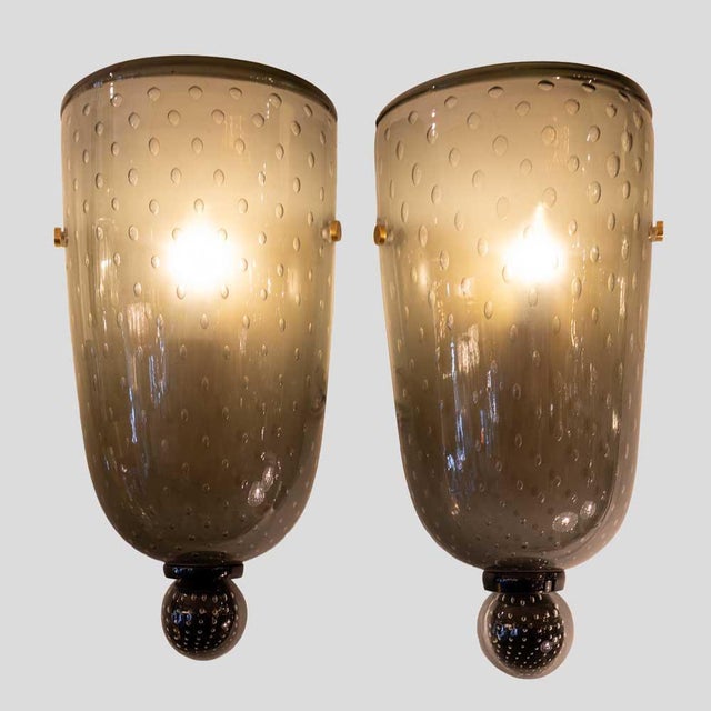 Smoke Grey Glass Wall Lights from Seguso, 1960s, Set of 2 For Sale - Image 11 of 12