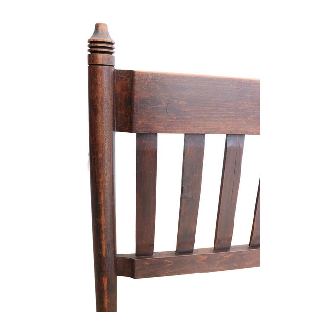 Brown Antique Dutch Arts and Crafts Wooden Bench with Woven Rush Seat, 1900 For Sale - Image 8 of 14