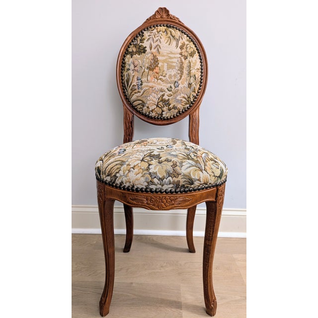 French Vintage Carved Chair Early Louis XV Style Balloon Back For Sale - Image 3 of 14