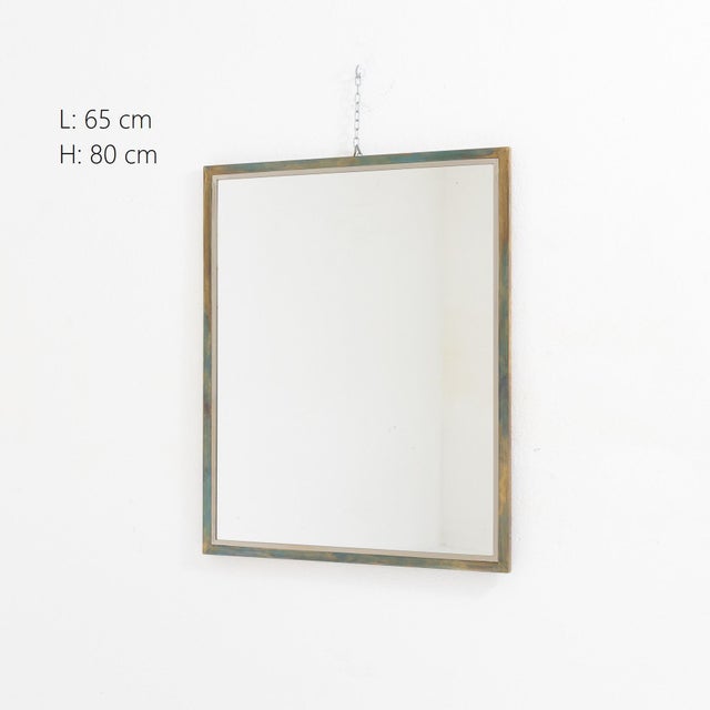 Metal Mirror with Brass Frame, 1980s For Sale - Image 7 of 8