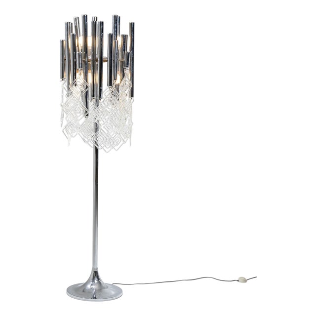 Modern Floor Lamp with Glass Drops, 20th Century For Sale